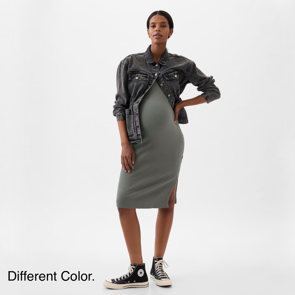 Maternity Rib Midi Tank Dress - Picture 2 of 5